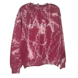 Crew Neck Sweatshirt “Blessed” Pink Tye Dye size Medium